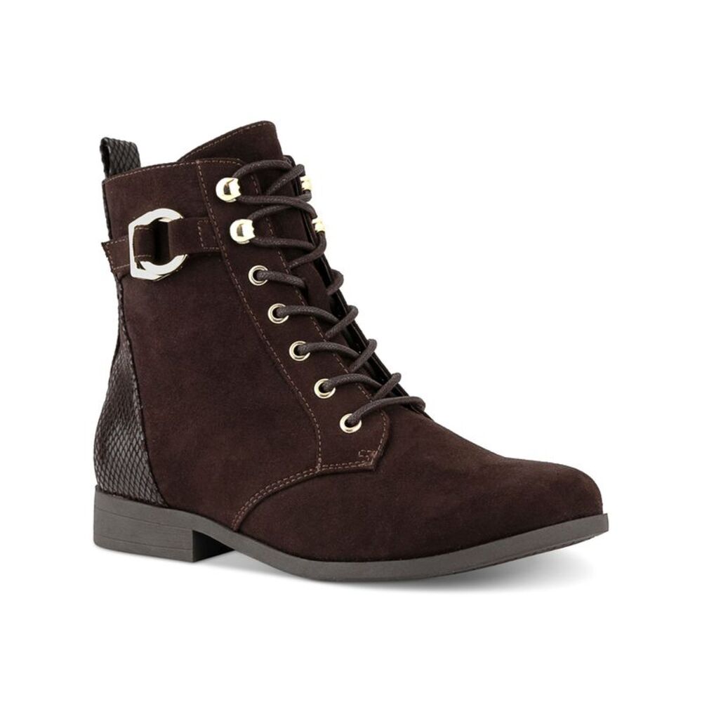 KAREN SCOTT Womens Brown Comfort Claritaa Round Toe Block Heel Combat Boots 6 M